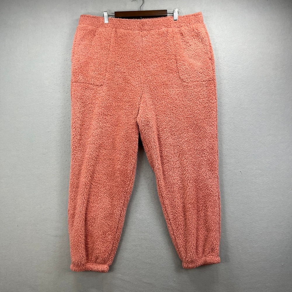 Comfort Code Cuddl Duds Joggers Womens 2X Pink Sherpa Fleece Lounge Cozy Soft